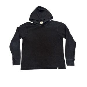 American Giant Washed Black Cotton Woven Hoodie Men's Sz M Hooded Shirt Pullover